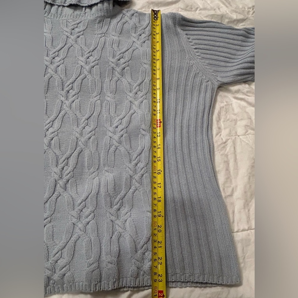 Vintage Gaddy Collection 100% Cotton Blue Cable Knit Turtleneck Sweater - Picture 10 of 11